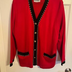 Ecco Red Sweater with Matching  Short Sleeve Shell, with Black Accents
